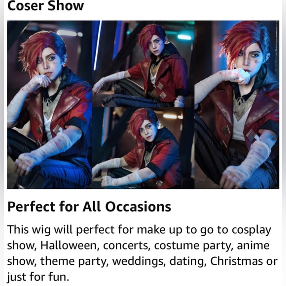 Deep Dark Rose Short Cosplay High-Quality Synthetic Fiber Asymmetrical Wig - Picture 10 of 16